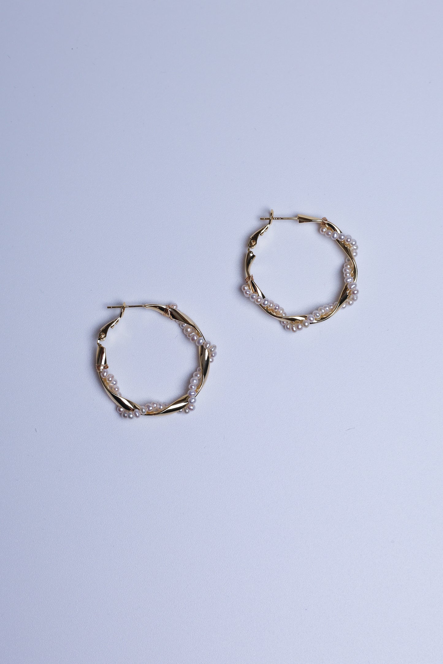 Twisted Pearl Hoop Earrings