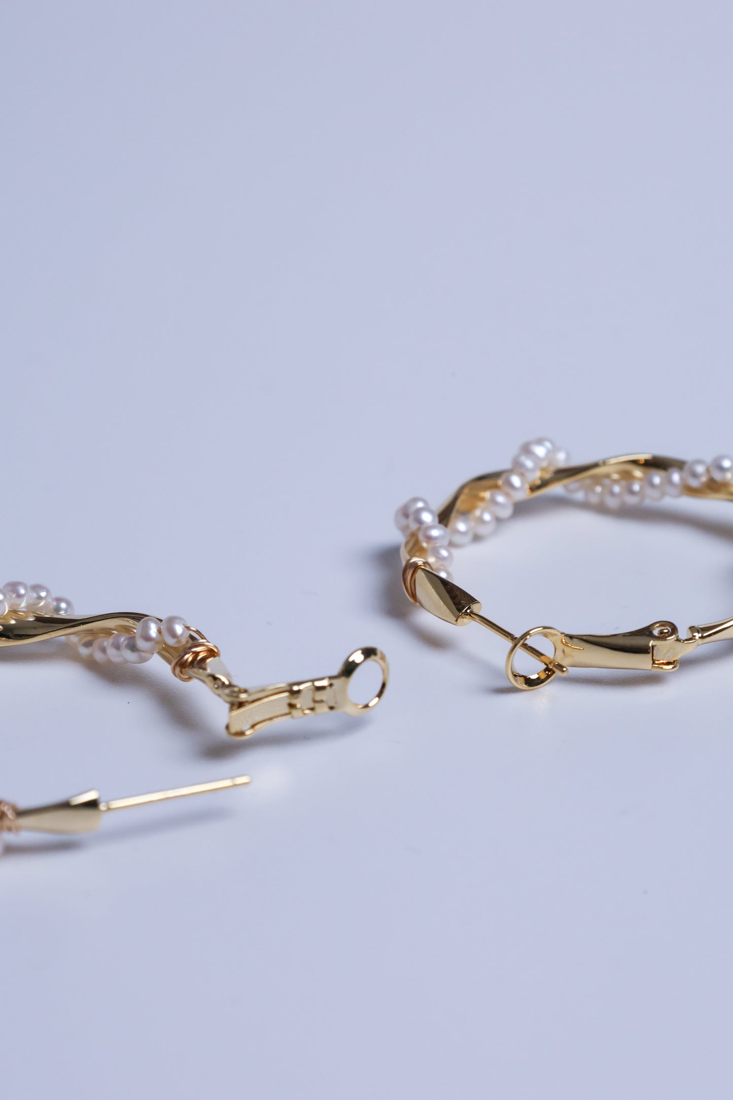 Twisted Pearl Hoop Earrings
