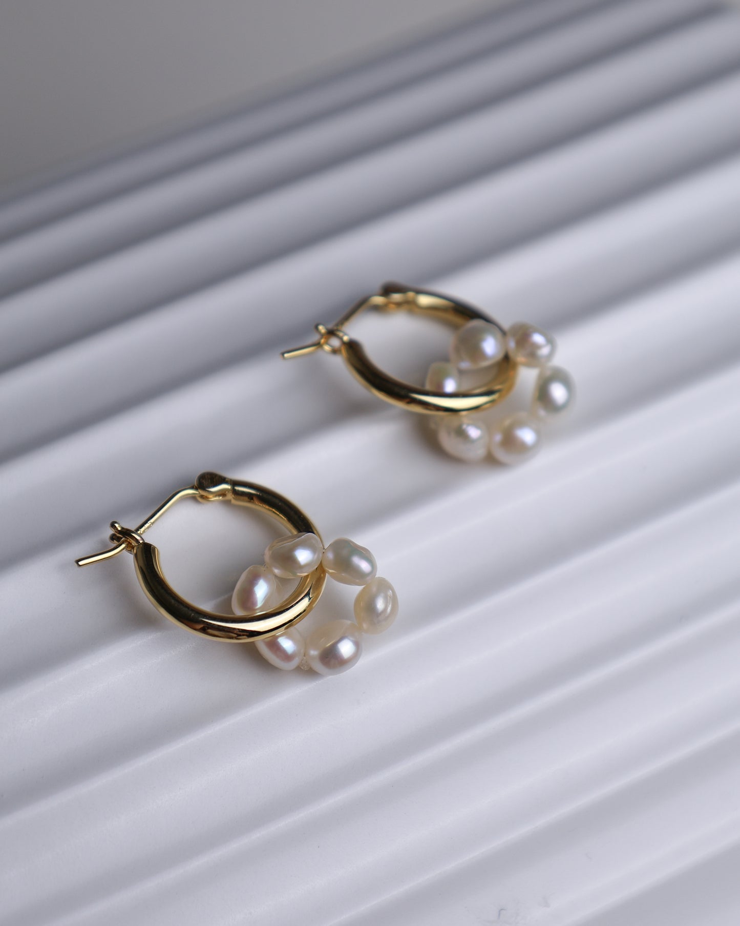 Dangling Pearl Hoop Earrings