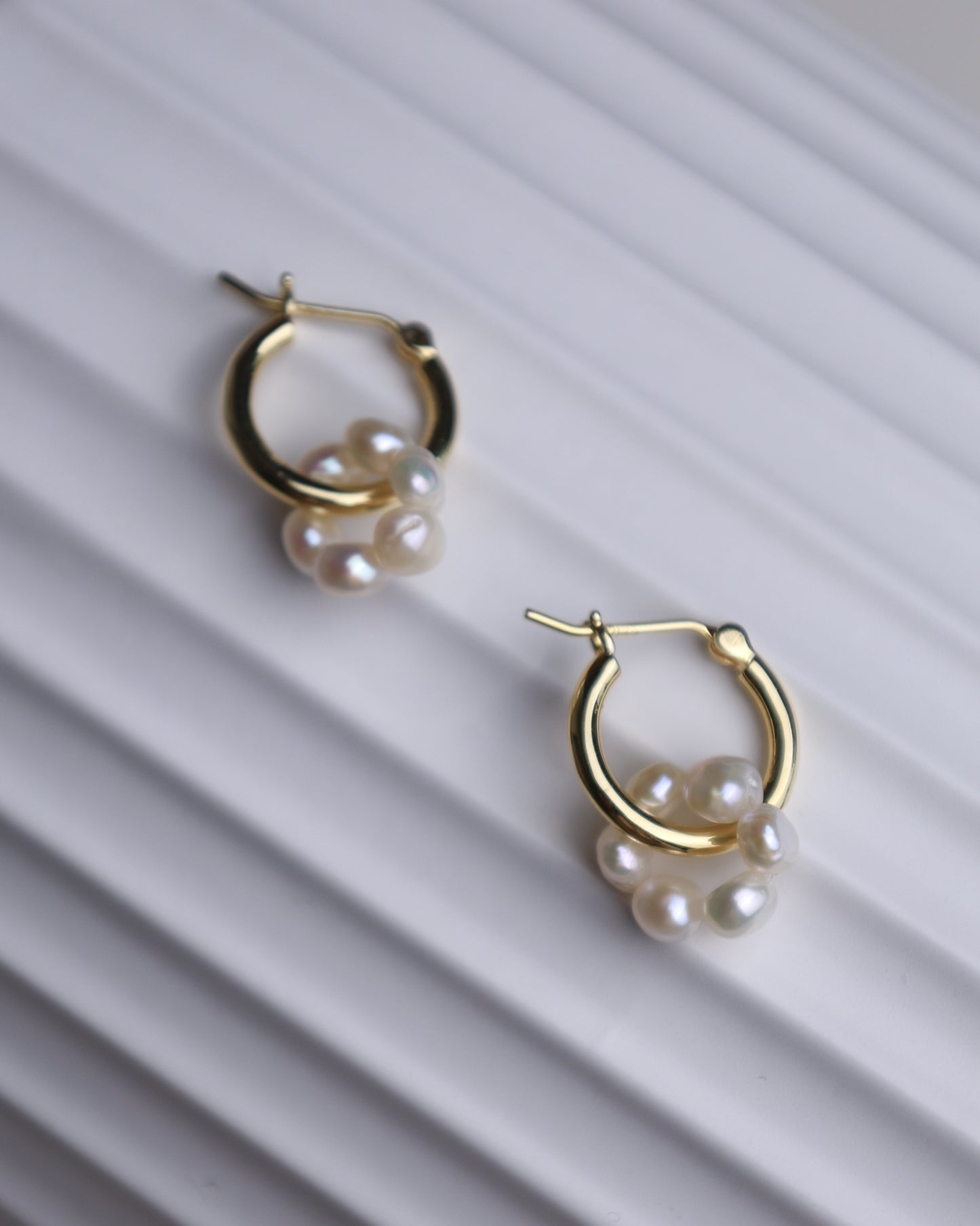 Dangling Pearl Hoop Earrings