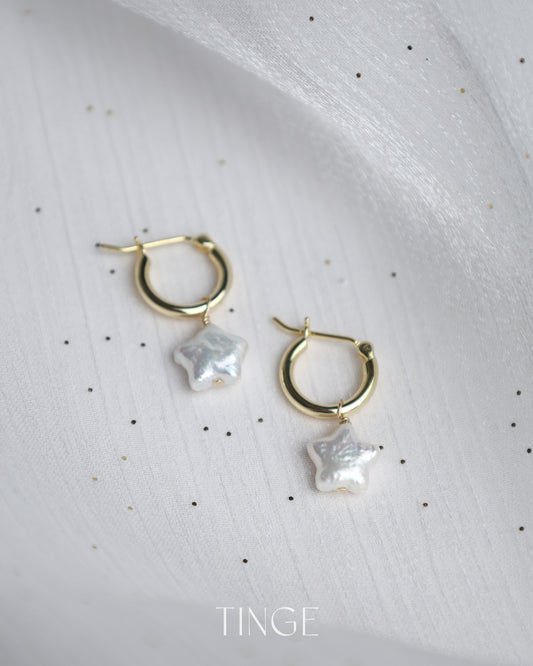 Twinkle Pearl Hoop Earrings