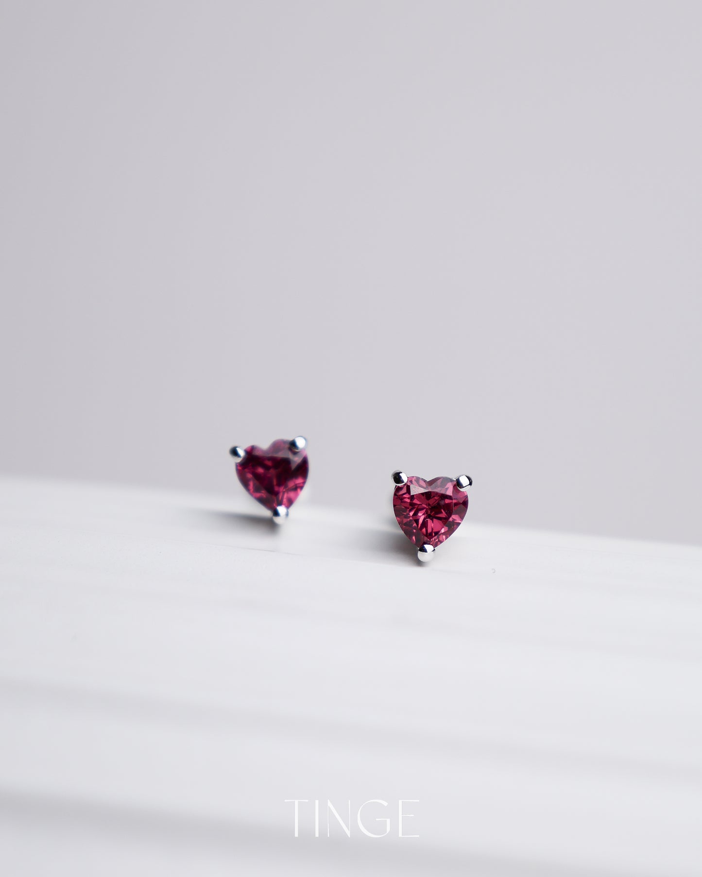 Hearty Red Garnet Stud Earrings