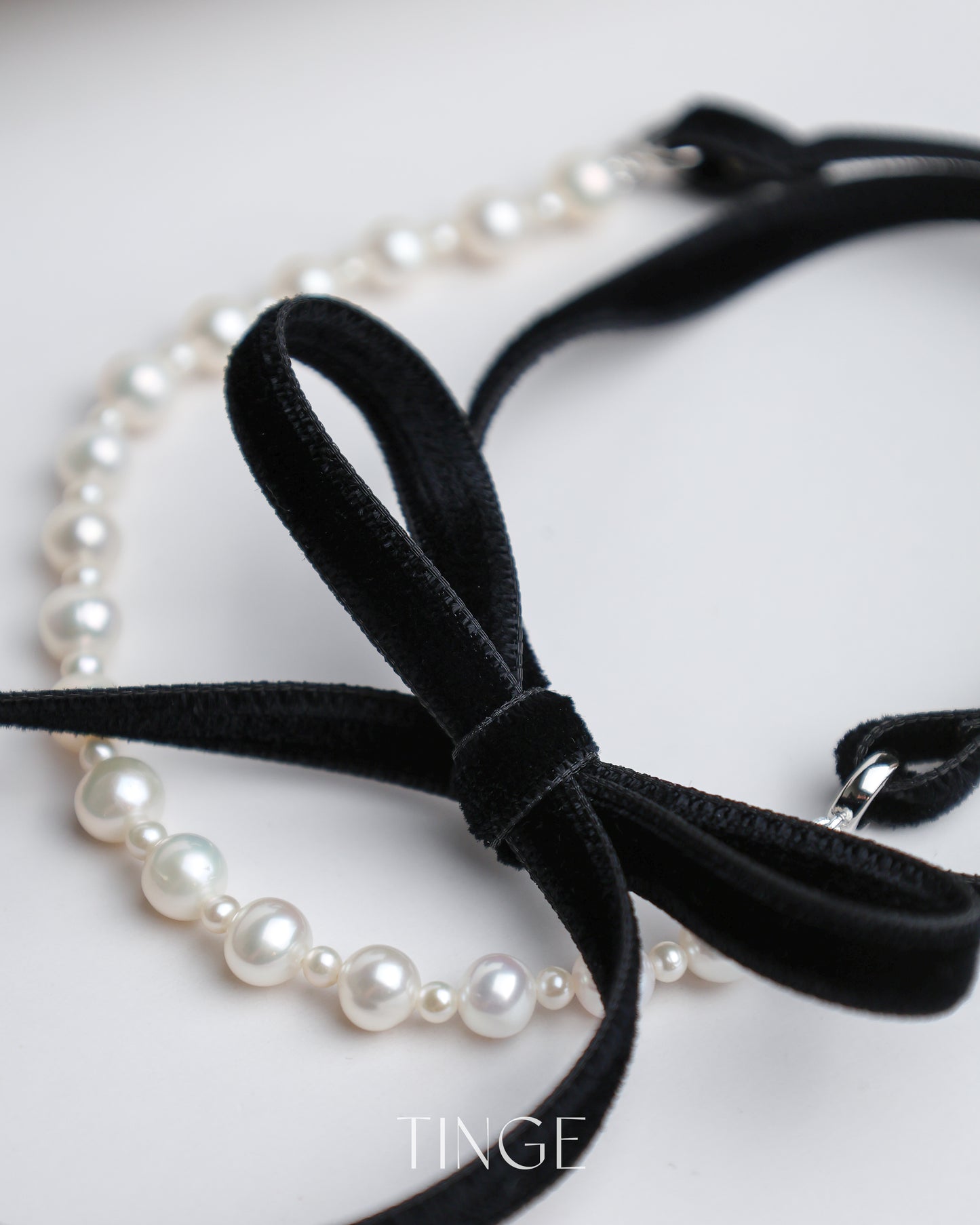 Velvet Bow Pearl Necklace/Bracelet