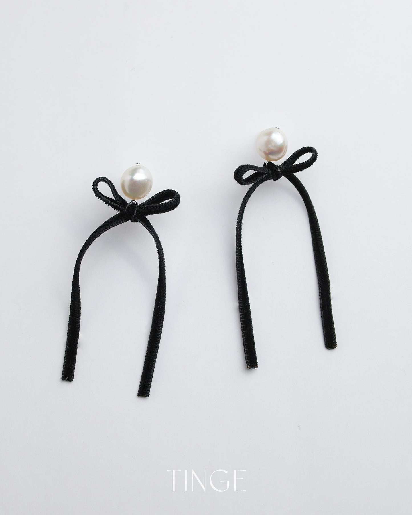 Velvet Bow Pearl Earrings