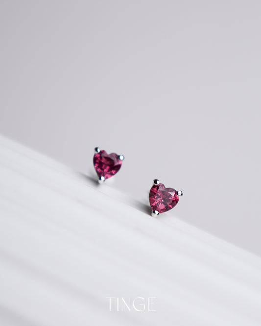 Hearty Red Garnet Stud Earrings