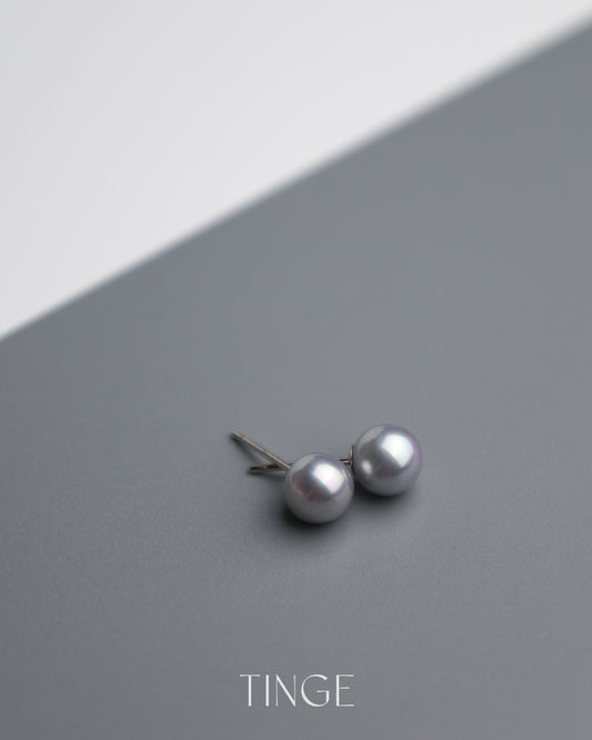 Classic Pearl Stud Earrings - Silver Blue