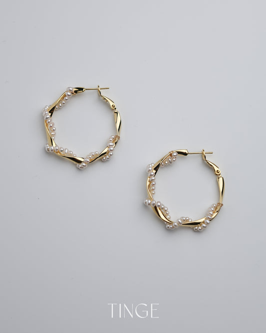 Twisted Pearl Hoop Earrings